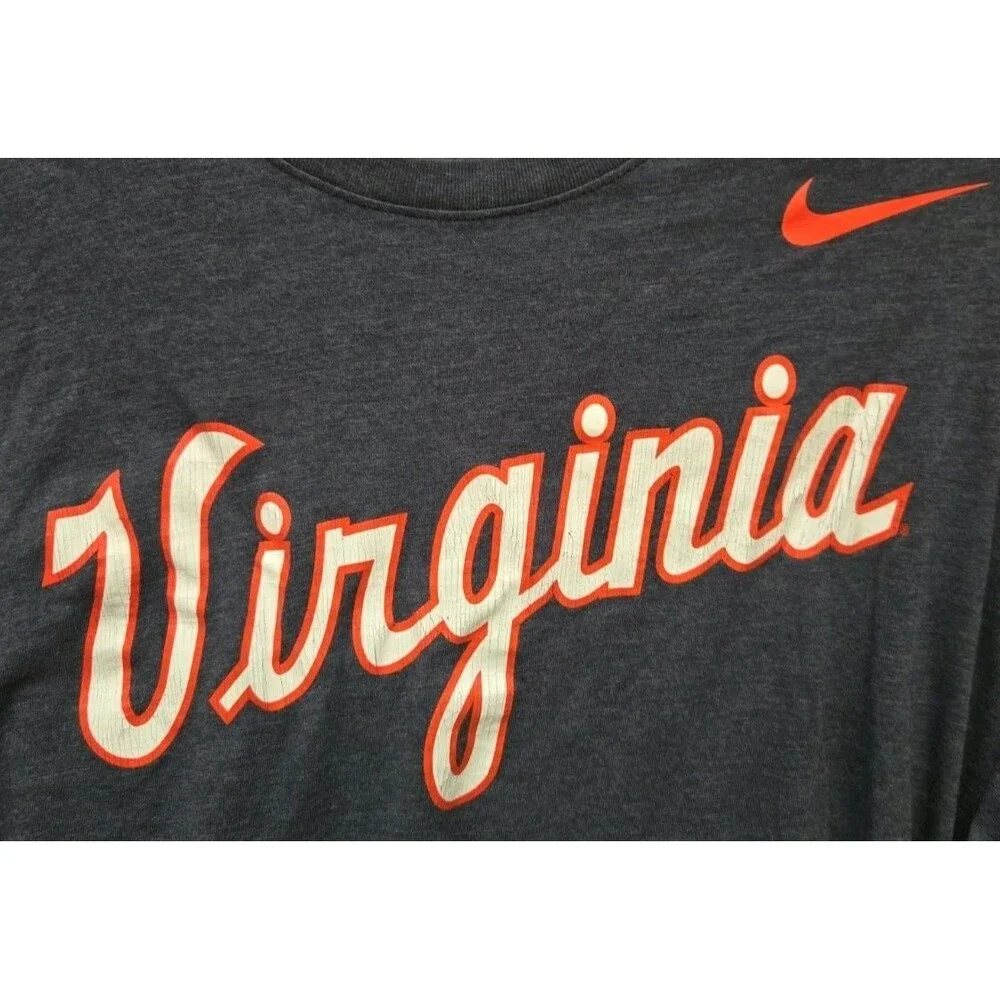Virginia The Nike Tee Long Sleeve Gray T-Shirt Size Medium M Athletic Cut